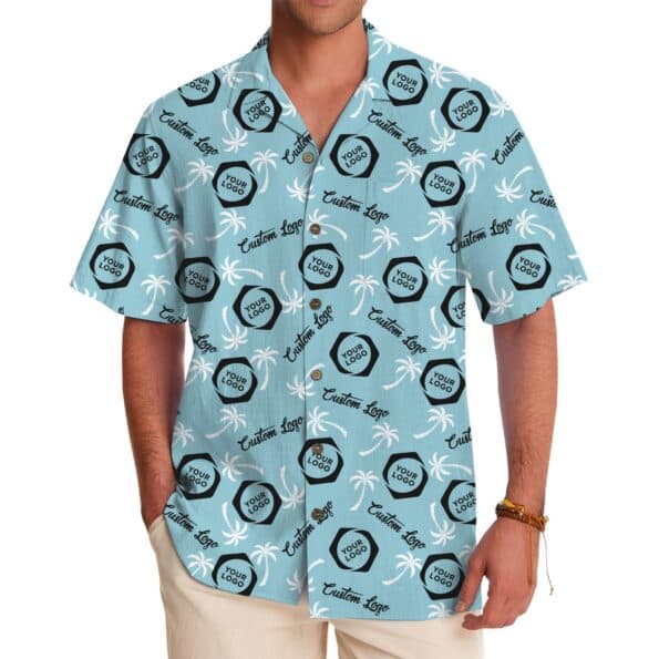 Palm Hawaiian Shirt With Two Custom Logo Types