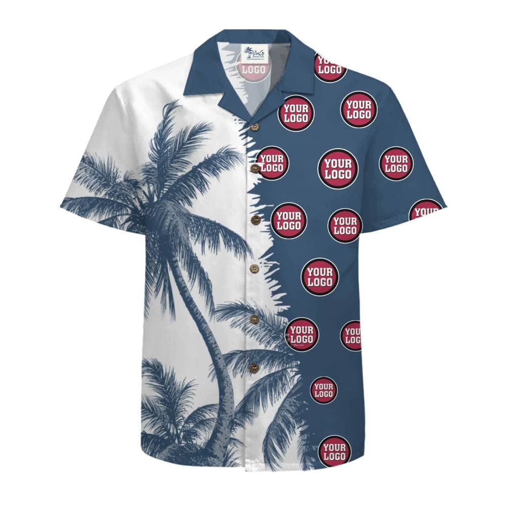 Palm Tree Split Custom Logo Hawaiian Shirt With Live Preview
