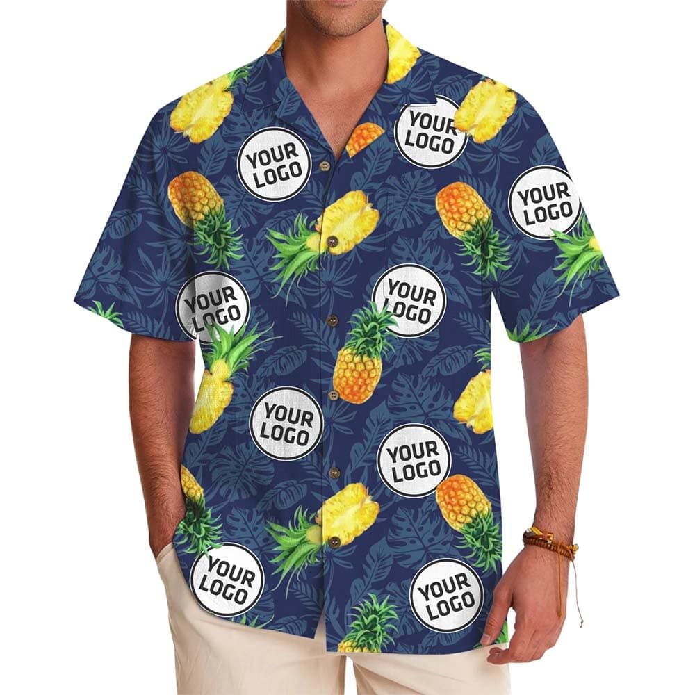 Pineapple Custom Logo Fruit Hawaiian Shirt With Live Preview