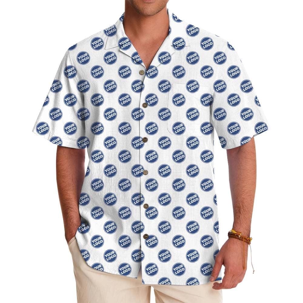 Repeated All-Over Logo Custom Hawaiian Shirt With Live Preview