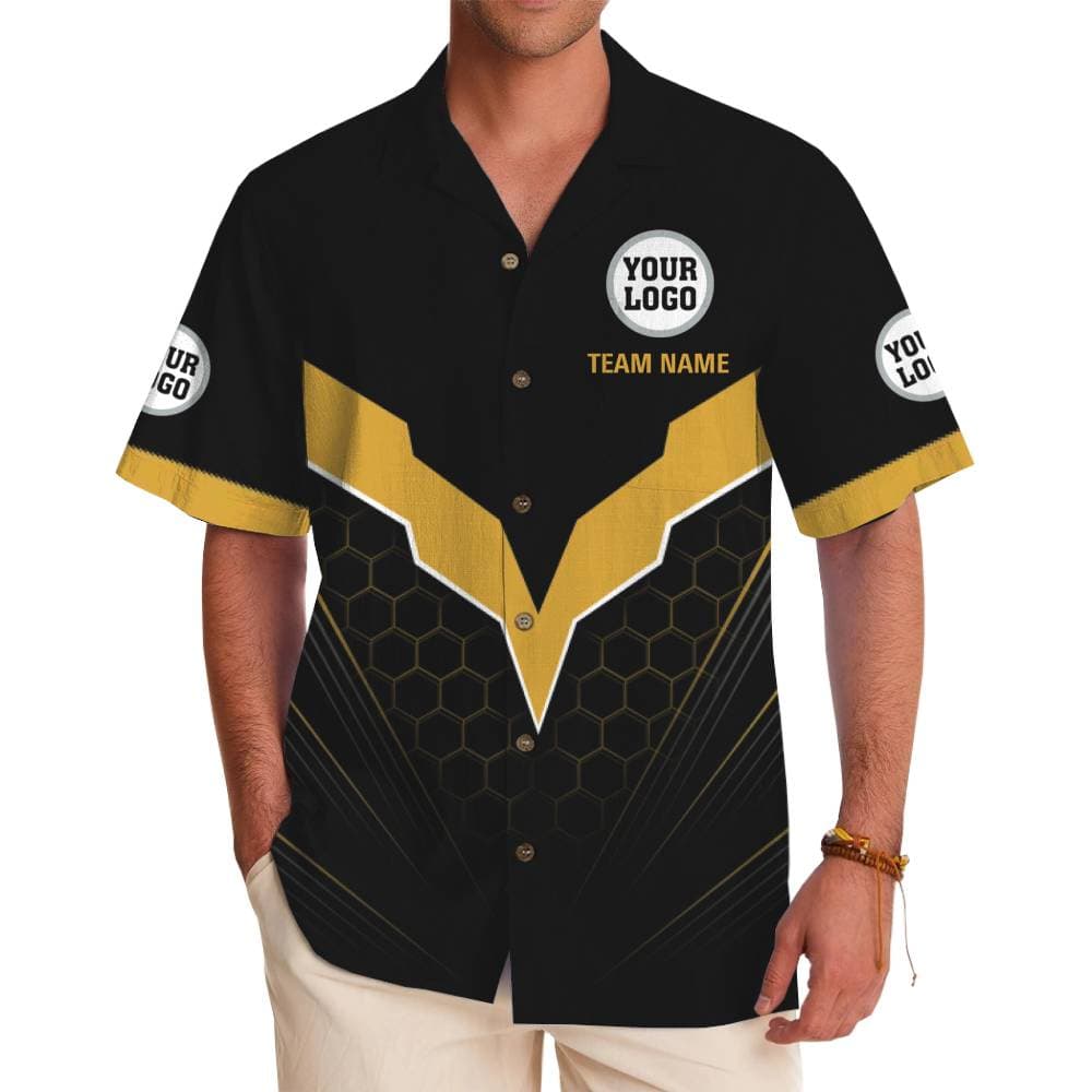 Sporty V-Shape Custom Logo Hawaiian Shirt With Live Preview