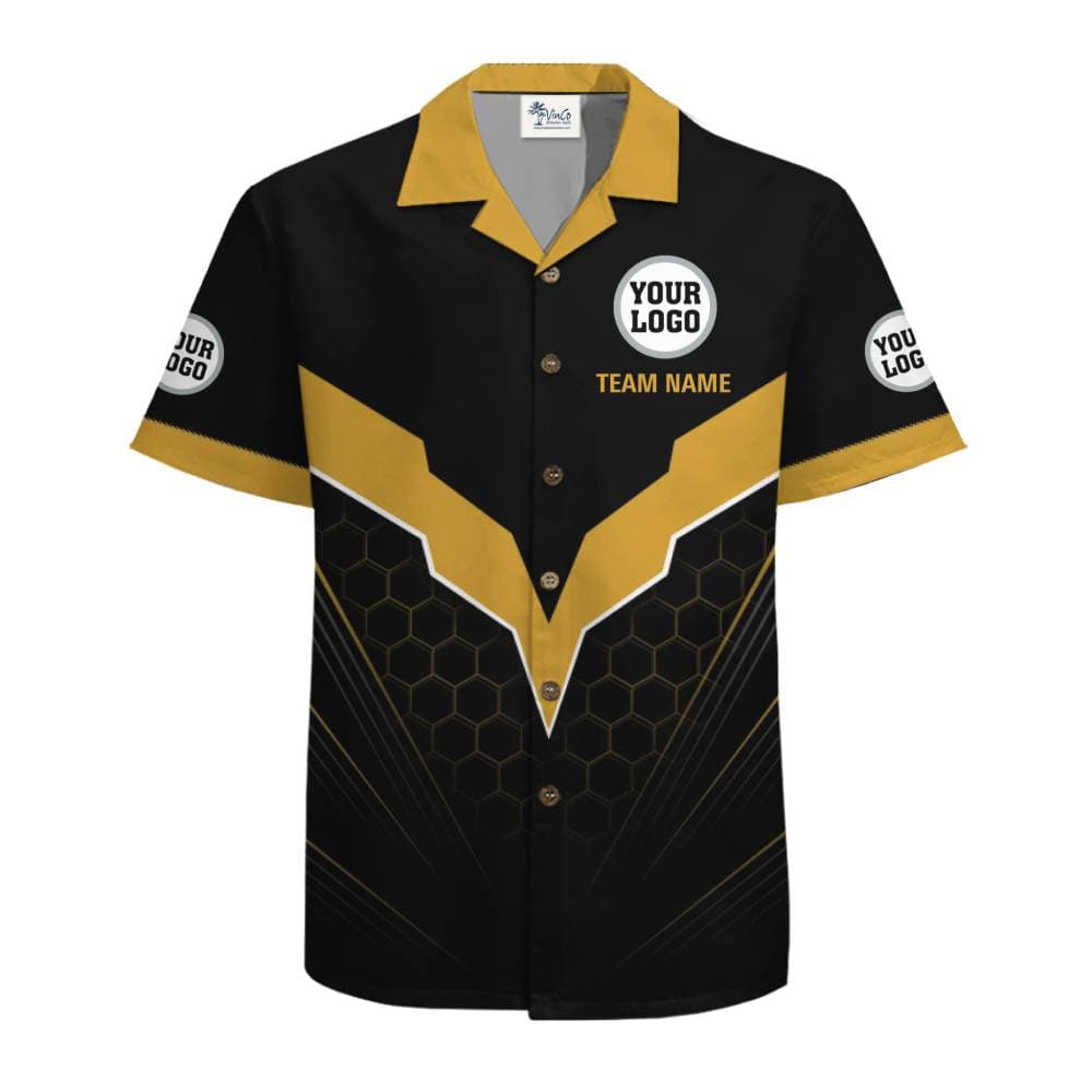 Sporty V-Shape Custom Logo Hawaiian Shirt With Live Preview