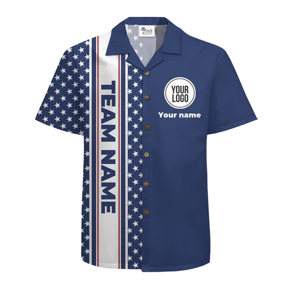 Star Striped Button Up Shirt With Custom Logo And Team Name