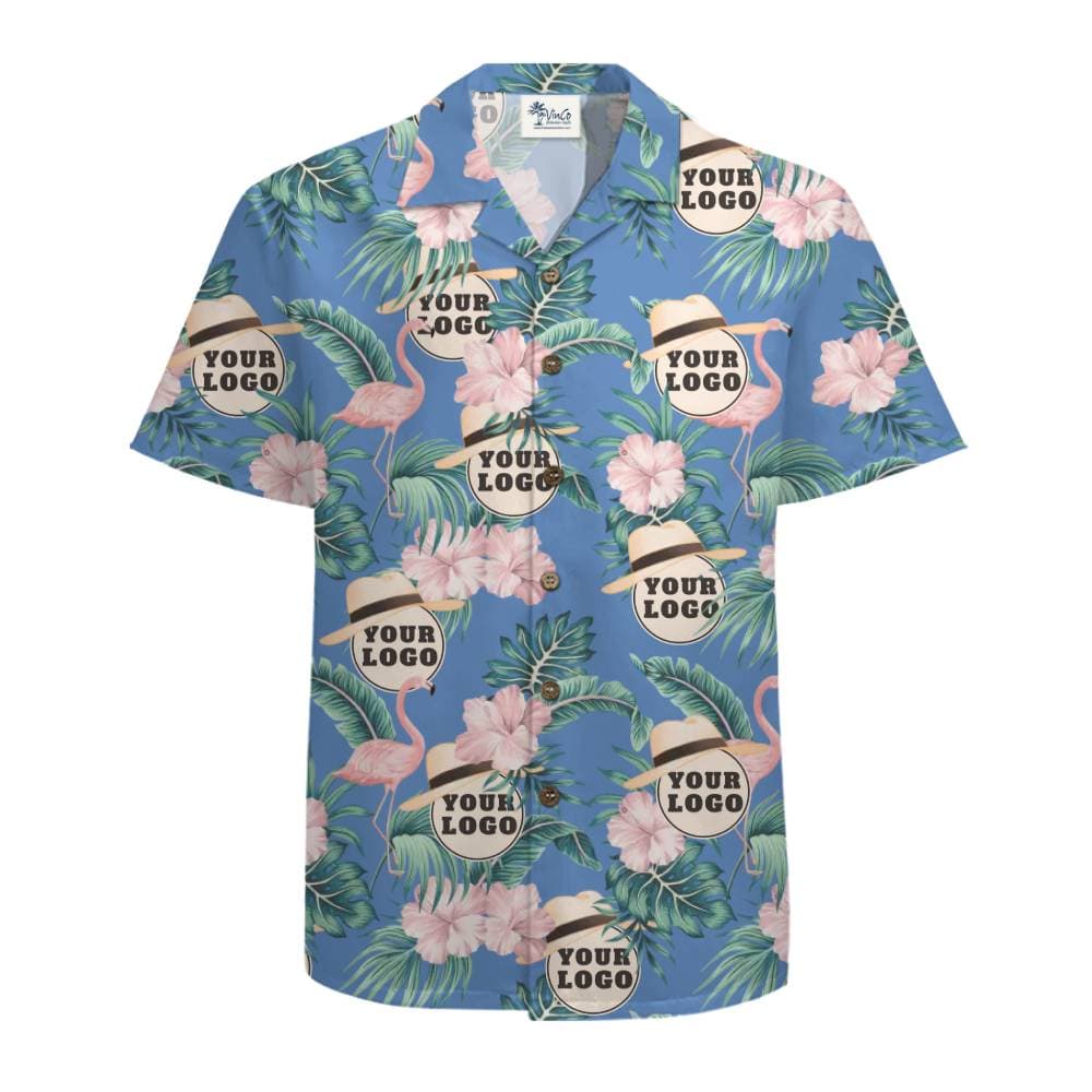 Tropical Flamingo Hat Custom Logo Hawaiian Shirt With Preview
