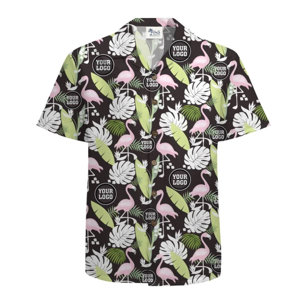 Tropical Flamingo Monstera Leaf Custom Logo Hawaiian Shirt