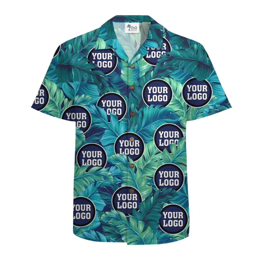 Tropical Leaf Custom Logo Hawaiian Shirt With Preview