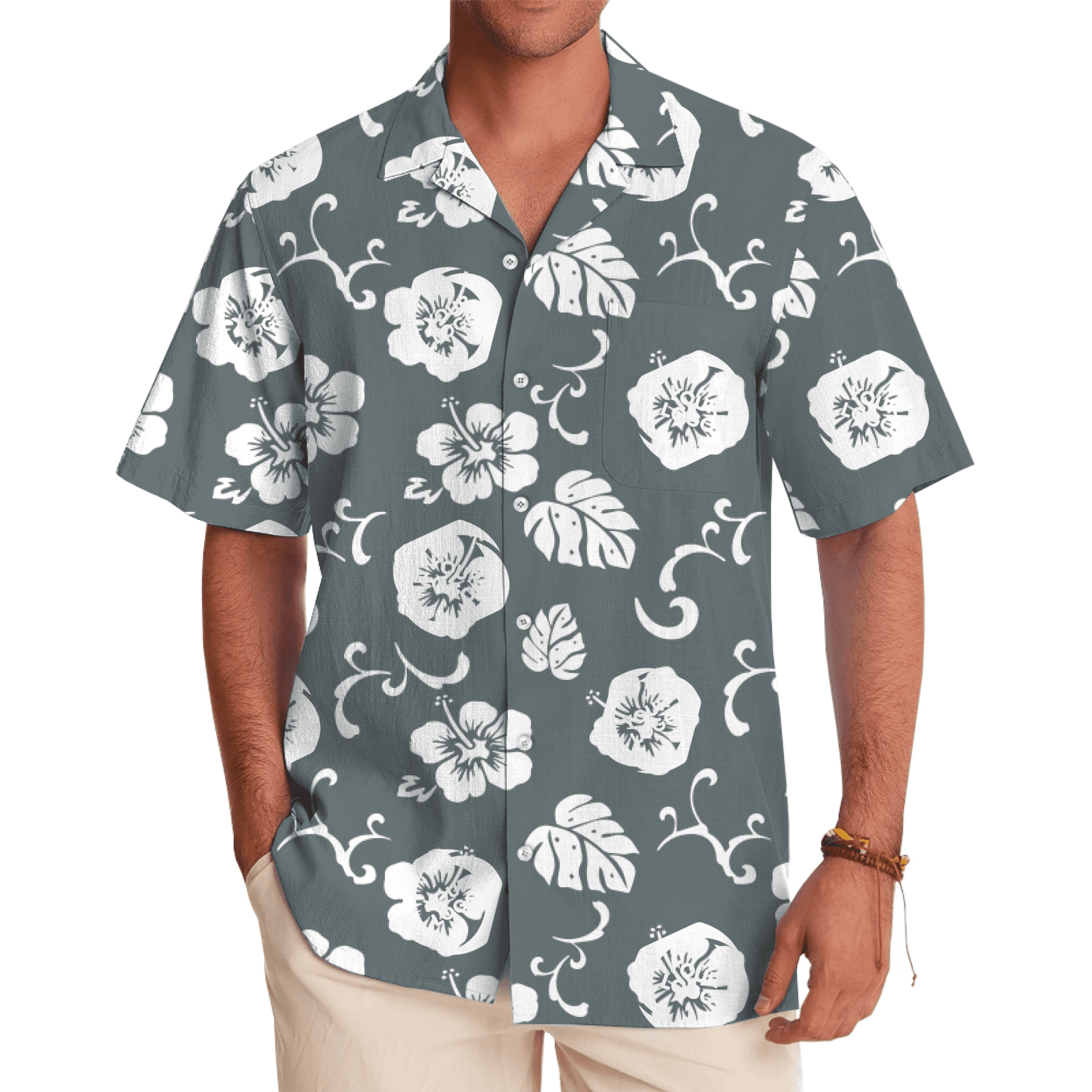 Vintage White Tropical Floral Hawaiian Shirt