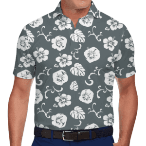 Vintage White Tropical Floral Polo Shirt