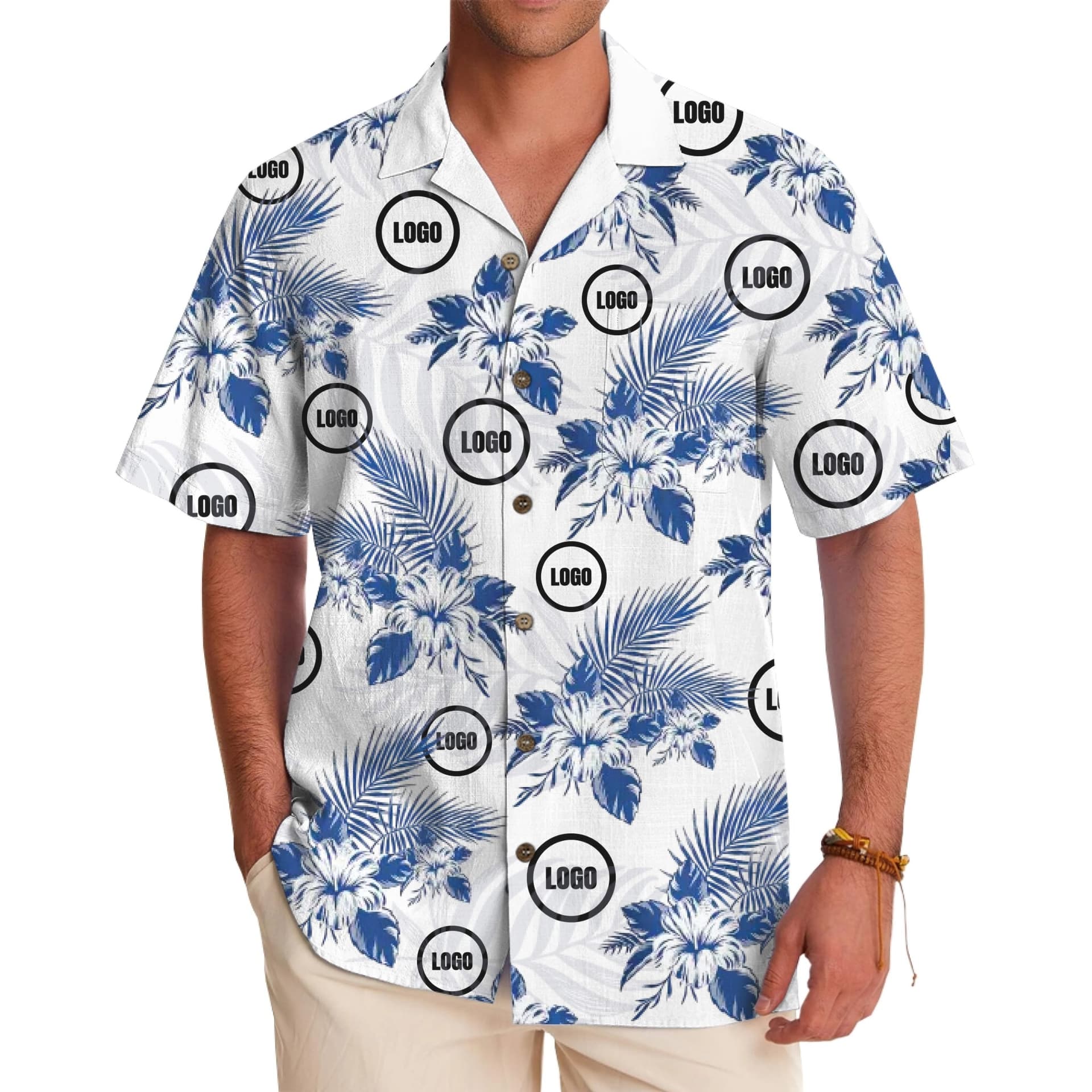 Company Custom Logo Vacation Summer Hawaiian Shirt