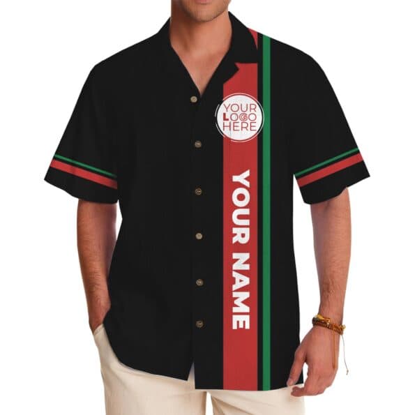 Custom Company Logo Stripe Hawaiian Shirt