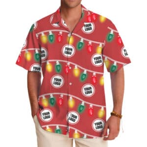 Custom Logo Christmas Lights Hawaiian Shirt