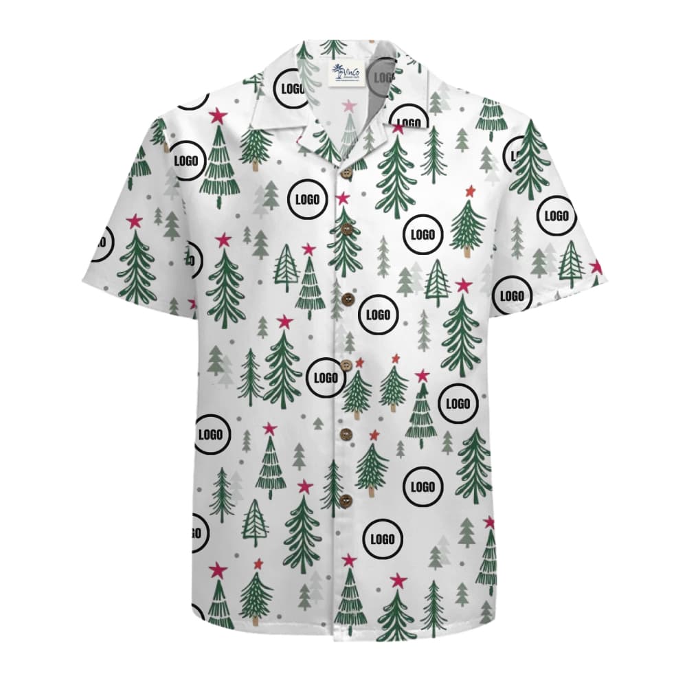 Custom Logo Festive Tree Hawaiian Shirt