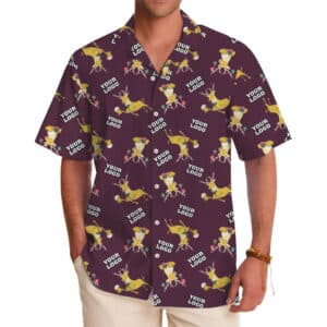 Custom Logo Festive Reindeer Hawaiian Shirt