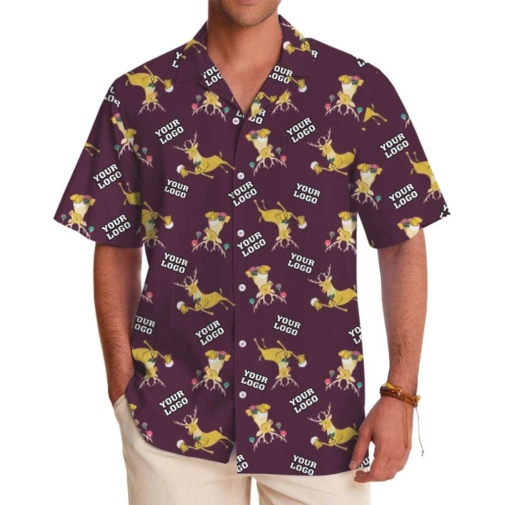 Custom Logo Festive Reindeer Hawaiian Shirt