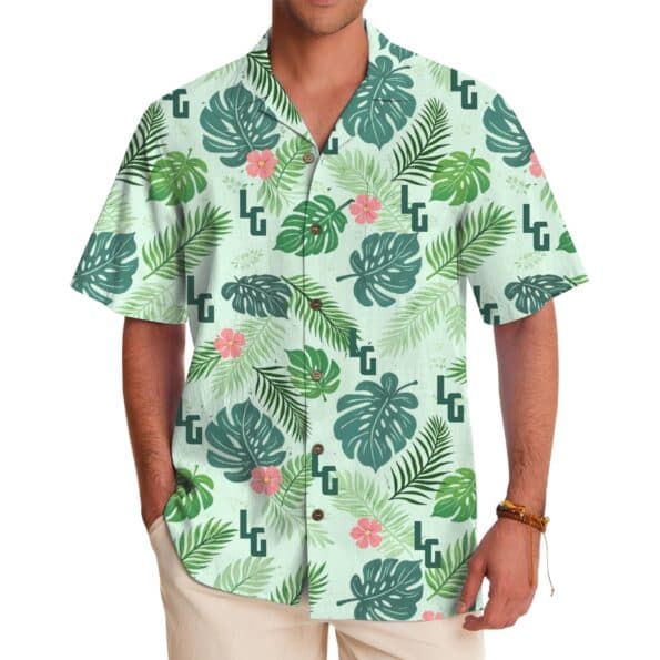 Custom Logo Tropical Leaves Hawaiian Shirt