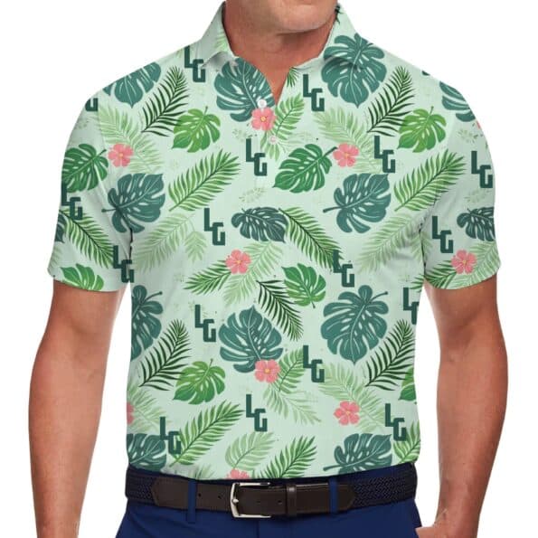 Custom Logo Tropical Leaves Polo Shirt