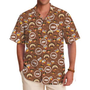 Custom Logo Turkey Pattern Hawaiian Shirt