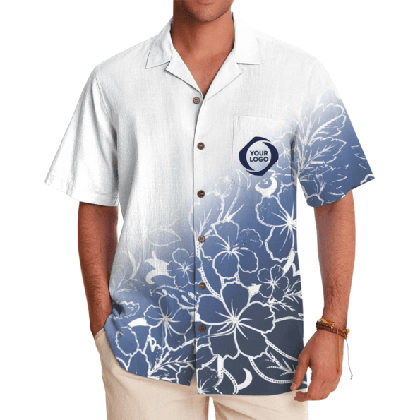 Custom Logo Watercolor Tropical Hawaiian Shirt
