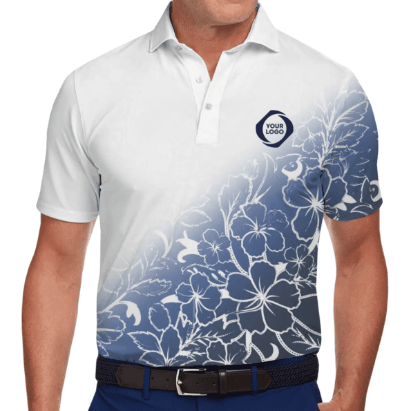 Custom Logo Watercolor Tropical Polo Shirt