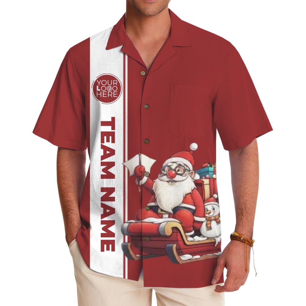 Custom Santa Sleigh Christmas Hawaiian Shirt