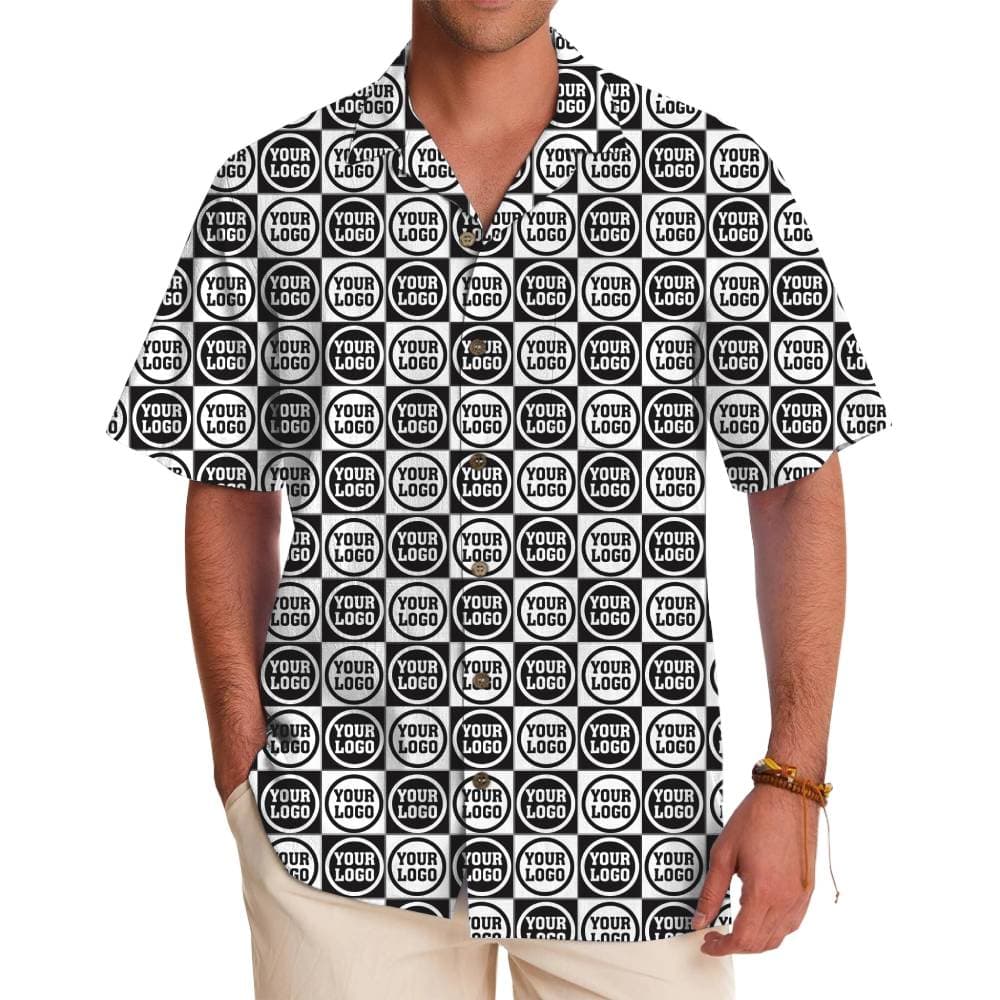Grid Custom Logo Hawaiian Shirt With Live Preview